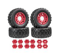 RoaQinFo Rc Car Tires Short Course Tires Wheels Tyres Set Firm Sidewalls And For Cornering Stability Suitable for 1 10 Rc Trucks Club, Red
