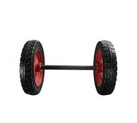 RoaQinFo Solid Rubber Wheel Trailer Tire And Wheel Assembly With Steel Hub Paired Axle Stable Structure Smooth Rolling Suitable for utility trailers garden, 16 Inch Wheels + 80cm Solid Axle