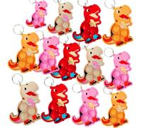 Roaqua 20 Packs Bulk Dinosaur Shape mini pop Fidget Key Chain,School Student Summer Holiday Party Supply,Birthday Party Favors