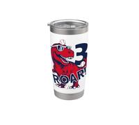 Roar 3 Years Dinosaur Baseball 3rd Birthday Stainless Steel Insulated Tumbler