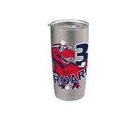 Roar 3 Years Dinosaur Baseball 3rd Birthday Stainless Steel Insulated Tumbler