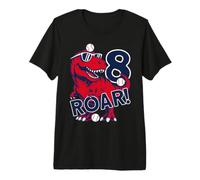 Roar 8 Years Dinosaur Baseball 8th Birthday Premium T-Shirt