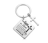 Roar Christian Keychain "For God So Loved the World" with Cross & Heart - Faith Gift - Bible Verse John 3:16 - Stainless Steel Pendant with Small Cross - Christian Accessory
