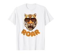 Roar Cute Childrens, Kids, Boys Roaring Real Tiger Face Value Graphic T-Shirt, Men, White, M