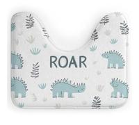 Roar Dino U Shape Toilet Mat 40x50 cm, Absorbent Coral Velvet | Cute Dinosaur Pedestal Mat, Soft Plush, Non Slip, Quick Dry, Machine Washable, for Bathroom Floor