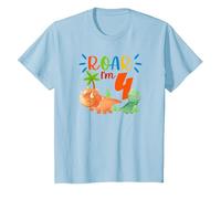 Roar I'm 4-4th Birthday Boy T Rex Dinosaur 4 Year Old T-Shirt, Youth, Baby Blue, 3T