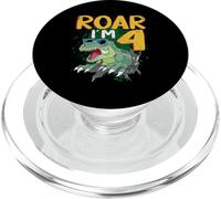 Roar Im 4 Dinosaur 4th Birthday Toddler Boy Age Four Party PopSockets PopGrip for MagSafe