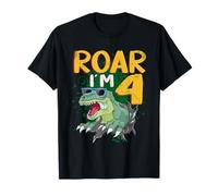 Roar Im 4 Dinosaur 4th Birthday Toddler Boy Age Four Party T-Shirt
