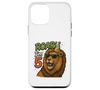 "ROAR! I'm 5 Lion Birthday Party- Cool Lion with Sunglasses Case for iPhone 12 mini