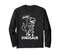 Roar I'm a Dinosaur Cartoon - Funny Cute Dino T-Rex Drawing Long Sleeve T-Shirt