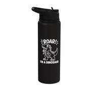 Roar I'm a Dinosaur Funny Cute Dino T-Rex Drawing Stainless Steel Insulated Water Bottle