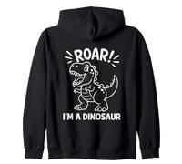 Roar I'm a Dinosaur Funny Cute Dino T-Rex Drawing Zip Hoodie