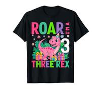 Roar I'm A Three Rex Birthday Girl 3 Year Old Dinosaur T-Shirt