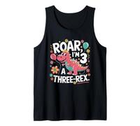Roar I'm A Three Rex Birthday Girl Dinosaur Lover 3 Year Old Tank Top
