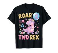 Roar I'm A Two Rex Dinosaur 2nd Birthday 2 Years Old Boy T-Shirt