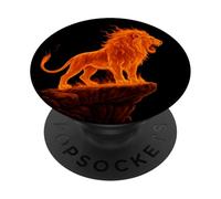 Roar of the Firey Lion Art, Love Lions PopSockets Adhesive PopGrip