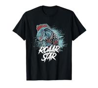 Roar Star Dinosaur Biker Heavy Metal T-Rex Dino Rock Punker T-Shirt