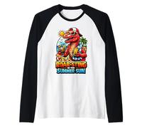 Roar Sting Dinosaur Funny Summer Beach Meme Raglan Baseball Tee