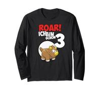 Roar Triceratops 3rd Birthday boy 3 Years Dinosaur Long Sleeve T-Shirt