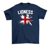 Roar with Pride! Lioness & England Flag Splatter Tee - Funny & Feisty. Unleash Your Inner Queen with Style! Navy
