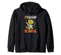 Roared My Way 100 Days Of School Dino 100th Day Trex Kids Zip Hoodie