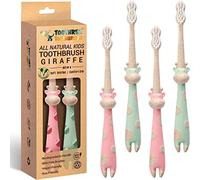 ROARex® All-Natural Eco Friendly Kids Toothbrush Made from Plants - Giraffe 4-36m - Baby to Toddler - Mint/Rose - 4pk | 1% for The Planet Product