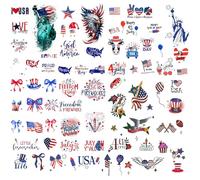Roarhowl 70 Piece Independence Day Temporary Tattoo Set, Fourth of July US Flag Tattoos, Red White Blue, Adults and Children happy 4th of july tattoos