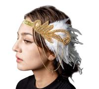 Roaring Art Deco 1920s Flapper Feather Headpiece Roaring 20s Great Gatsby Headband for Women 1920s Headwear