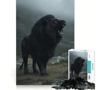 Roaring Black Lion 1000 Piece Jigsaws for Adults Puzzle Mind Exercise Toy Family Bond Precision Cut Creative Gift (50x75cm)
