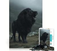 Roaring Black Lion 1000 Pieces Jigsaws Adults Puzzles Brain Workout Toy Soft Relax Image Assembly Lovely Present (38x26cm)