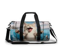 Roaring Cat,Fishes,Ocean Gym Duffel Bag Sports Shoulder Backpack Travel Weekender Handbag for Men Women