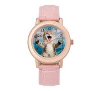 Roaring Cat,Fishes,Ocean Wrist Watches for Women Men Quartz Stainless Steel Watch Easy to Read