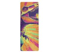 Roaring Dino Colorful natural yoga mat for floor workouts printed, non slip, hot yoga mat towel non slip grip with bag for carrying tapete para ejercicio 71x26 inches