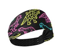 Roaring Dino Fluorescent Yellow Green Black Cooling headbands for women trendy Elastic sweat for hiking make up basketball Yoga accesorios para cabello de mujer
