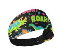 Roaring Dino Spot Black Fluorescent Green Blue no slip running headband Elastic sweat bands for hiking Cycling Gym basketball vendas para el pelo mujer