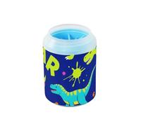 Roaring Dino Spot Dark Blue Fluorescent Green Reusable Dog Foot Cleaner Cup Soft Silicone Bristles Feet Cleaning Machine Gently Cleans Paws After Walks