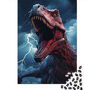 Roaring Dinosaur 1000 Piece Jigsaw Puzzle Paper for Adults Thunderstorm Night Scene Jigsaw Puzzle for Family Relaxation Focus Gift 38x26cm/1000pcs