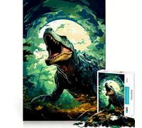 Roaring Dinosaur in Forest Jigsaw Puzzle for Teenagers 1000 Pieces Clear Logic Toy Slow Enjoy Perfect Cut Bday Surprise (50x75cm)
