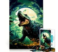 Roaring Dinosaur in Forest Jigsaw Puzzle for Teenagers 1000 Pieces Clear Logic Toy Slow Enjoy Perfect Cut Bday Surprise (38x26cm)