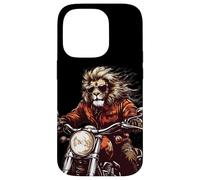 Roaring Down the Road with this Lion on a Motorcycle Case for iPhone 14 Pro