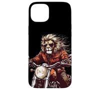 Roaring Down the Road with this Lion on a Motorcycle Case for iPhone 15 Plus