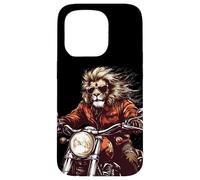 Roaring Down the Road with this Lion on a Motorcycle Case for iPhone 15 Pro