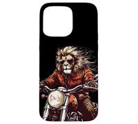 Roaring Down the Road with this Lion on a Motorcycle Case for iPhone 15 Pro Max