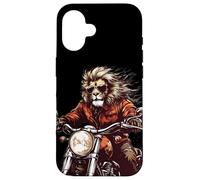 Roaring Down the Road with this Lion on a Motorcycle Case for iPhone 16