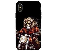 Roaring Down the Road with this Lion on a Motorcycle Case for iPhone X/XS