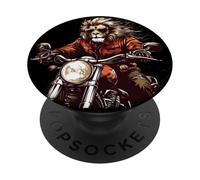 Roaring Down the Road with this Lion on a Motorcycle PopSockets Adhesive PopGrip