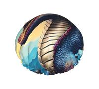 Roaring Dragon Double layer women's shower cap, reusable, large size design suitable for all hair lengths, suitable for girls, spa and home salon use.