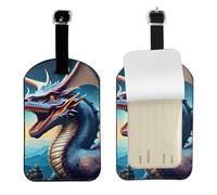 Roaring Dragon Leather Luggage Tag-Personalised ID Bag Tag for Suitcase, Privacy Cover Travel Accessory with Strap for Suitcase Backpack