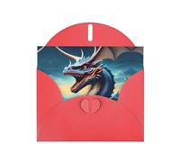 Roaring Dragon print Red Pearlescent Paper Holiday Card with Envelope. Suitable for birthday wishes wedding congratulations and condolences.
