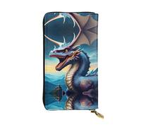 Roaring Dragon Printed leather wallet, 7.5 x 4.1-inch long credit card holder, portable travel cash wallet